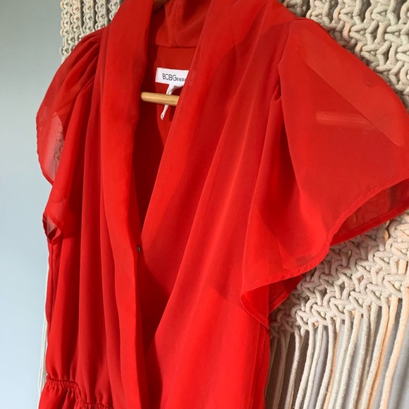BCBGeneration Red Wrap V-Neck Skater Dress - Picture 11 of 11